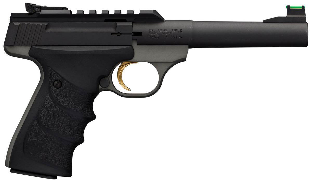Browning 051530490 Buck Mark Plus Practical 22 LR 10+1, 5.50in Tapered Bull Barrel, Optic Ready Steel Slide, Matte Gray Aluminum Frame, Black Ultragrip RX Grips