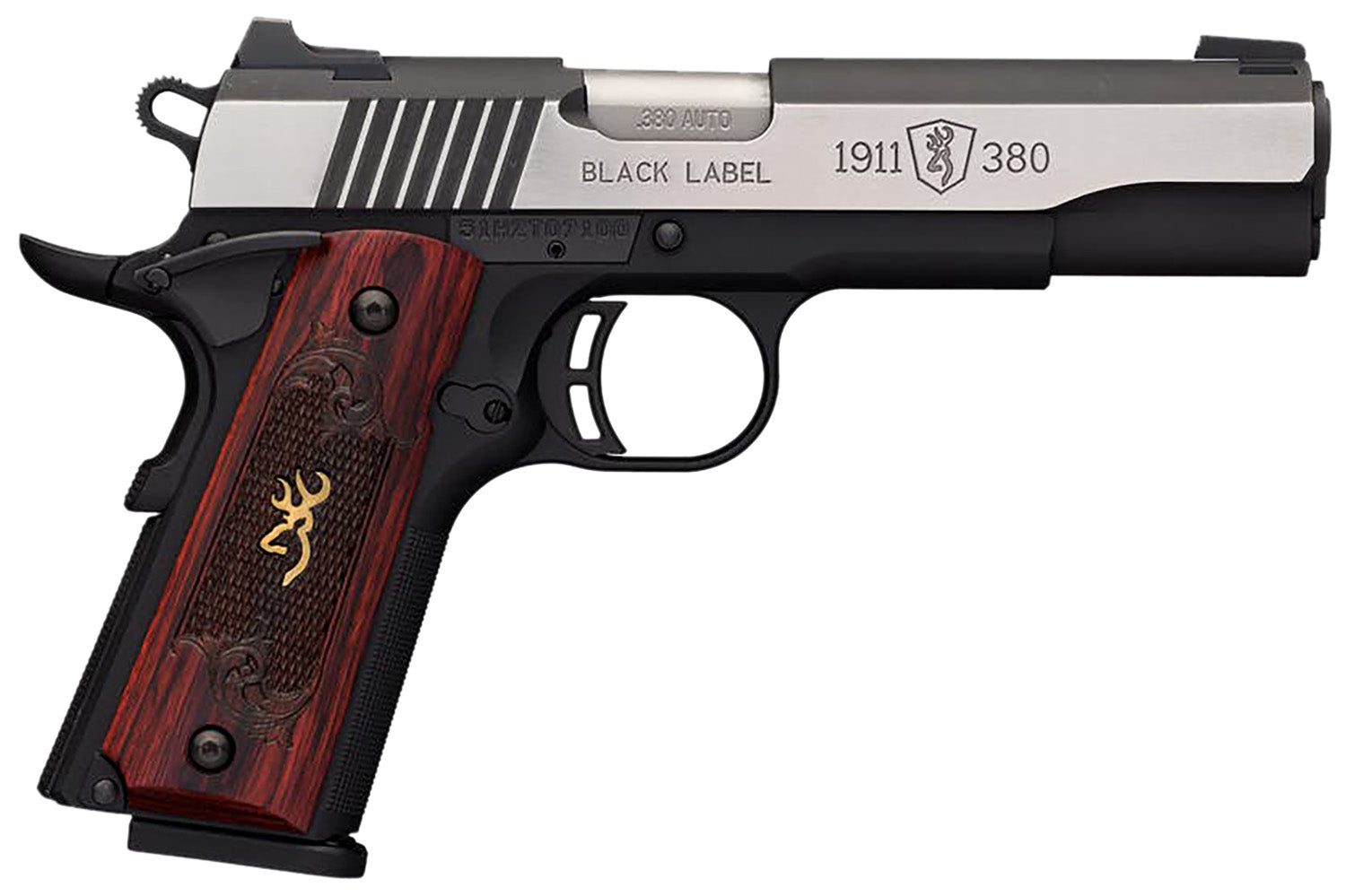 Browning 051912492 1911-380 Black Label Medallion Pro 380 ACP 8+1, 4.25in Target Crown Barrel, Blackened SS Slide, Matte Black Polymer Frame w/Beavertail