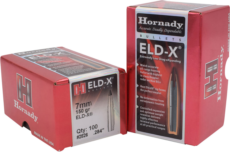 Hornady .284 7mm 150gr ELD-X All-Range Hunting Reloading Bullets 100 Per Box