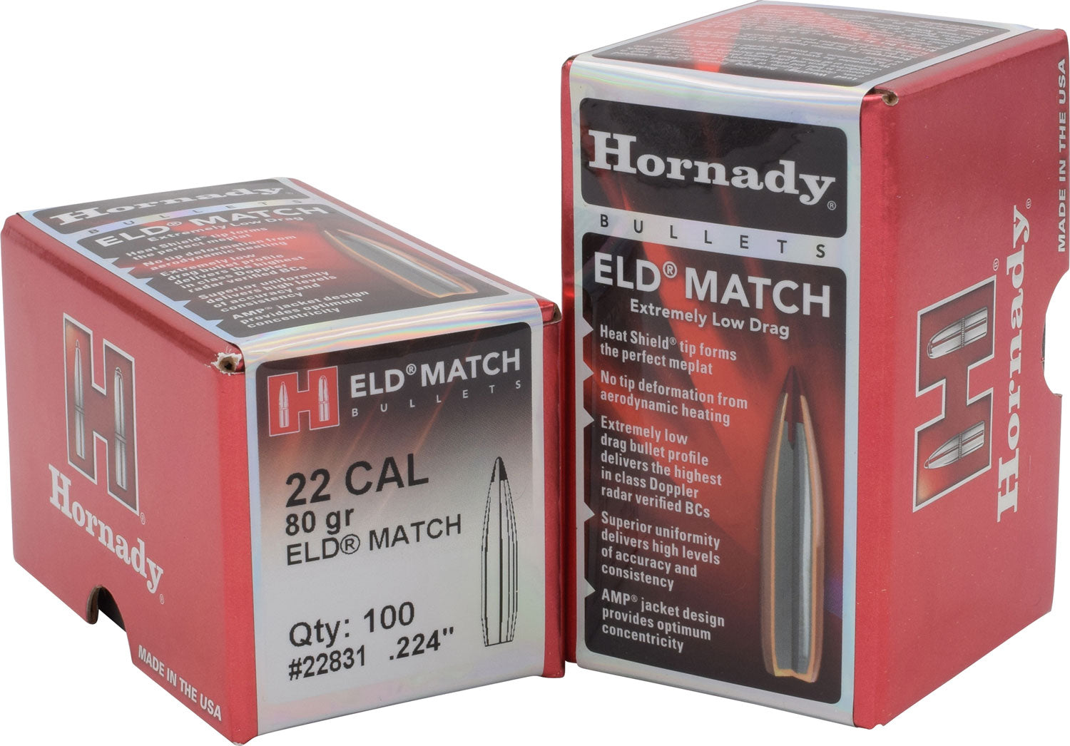 Hornady 22Cal .224 80gr ELD Match High BC Target Bullets 100 Per Box