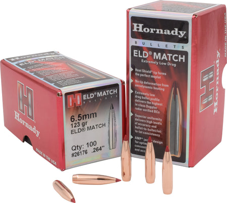 Hornady 6.5mm .264 123gr ELD Match High BC Target Bullets 100 Per Box