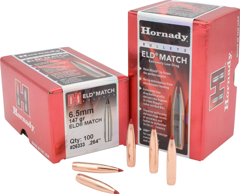 Hornady 6.5mm .264 147gr ELD Match High BC Target Bullets 100 Per Box