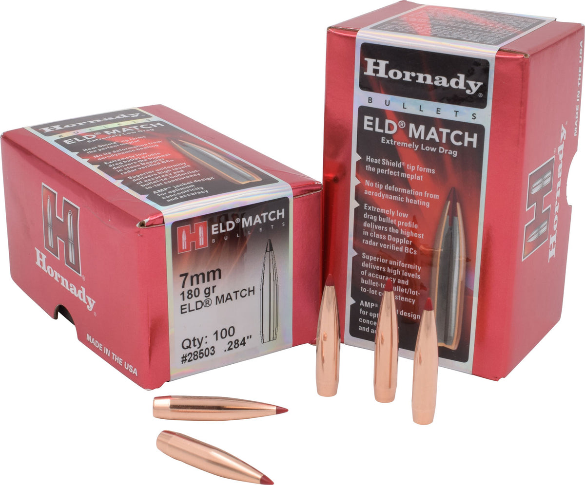 Hornady 7mm .284 180gr ELD Match High BC Target Bullets 100 Per Box