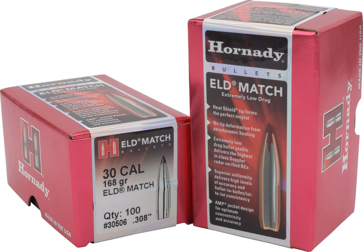 Hornady 30Cal .308 168gr ELD Match High BC Target Bullets 100 Per Box