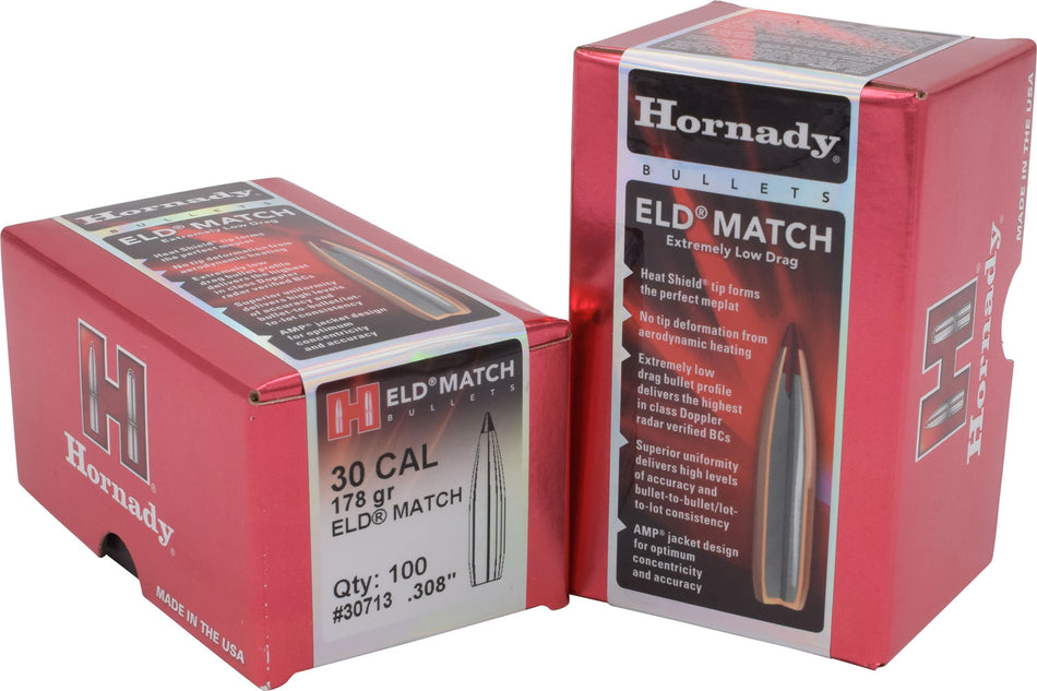 Hornady 30Cal .308 178gr ELD Match High BC Target Bullets 100 Per Box