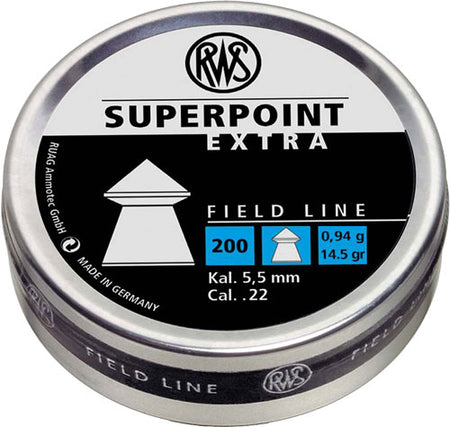 RWS .22 Cal Superpoint Extra 14.5 Grain Pointed Pellets 200 Count