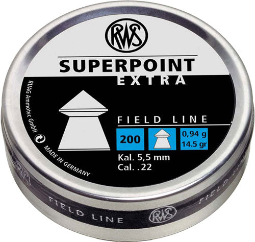 RWS .22 Cal Superpoint Extra 14.5 Grain Pointed Pellets 200 Count