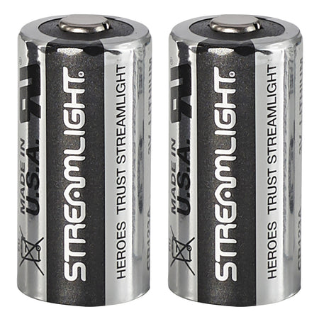 Streamlight CR123A 3V Lithium Batteries Silver/Black with Long Shelf Life, 2 Pack