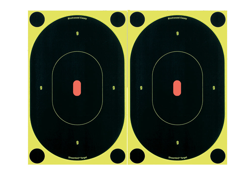Birchwood Casey 34710 Shoot-N-C 7" Oval Silhouette Reactive Adhesive Target Black/Yellow 6 Pack