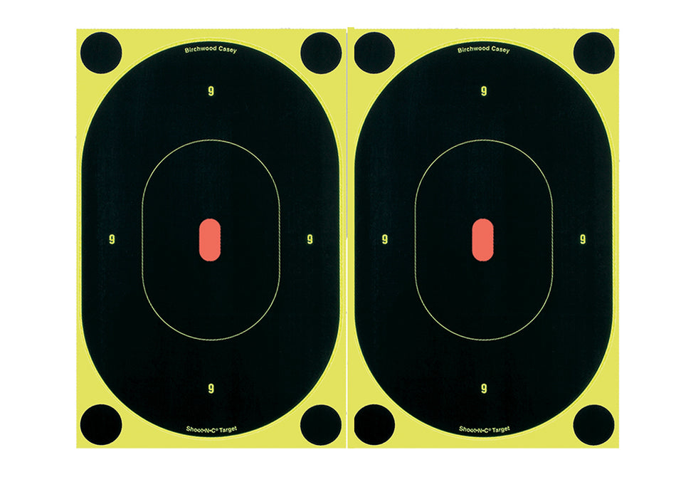 Birchwood Casey 34710 Shoot-N-C 7" Oval Silhouette Reactive Adhesive Target Black/Yellow 6 Pack