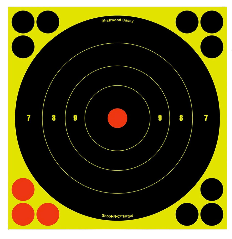 Birchwood Casey 34825 Shoot-N-C 8" Bullseye Self-Adhesive Reactive Target 30 Pack