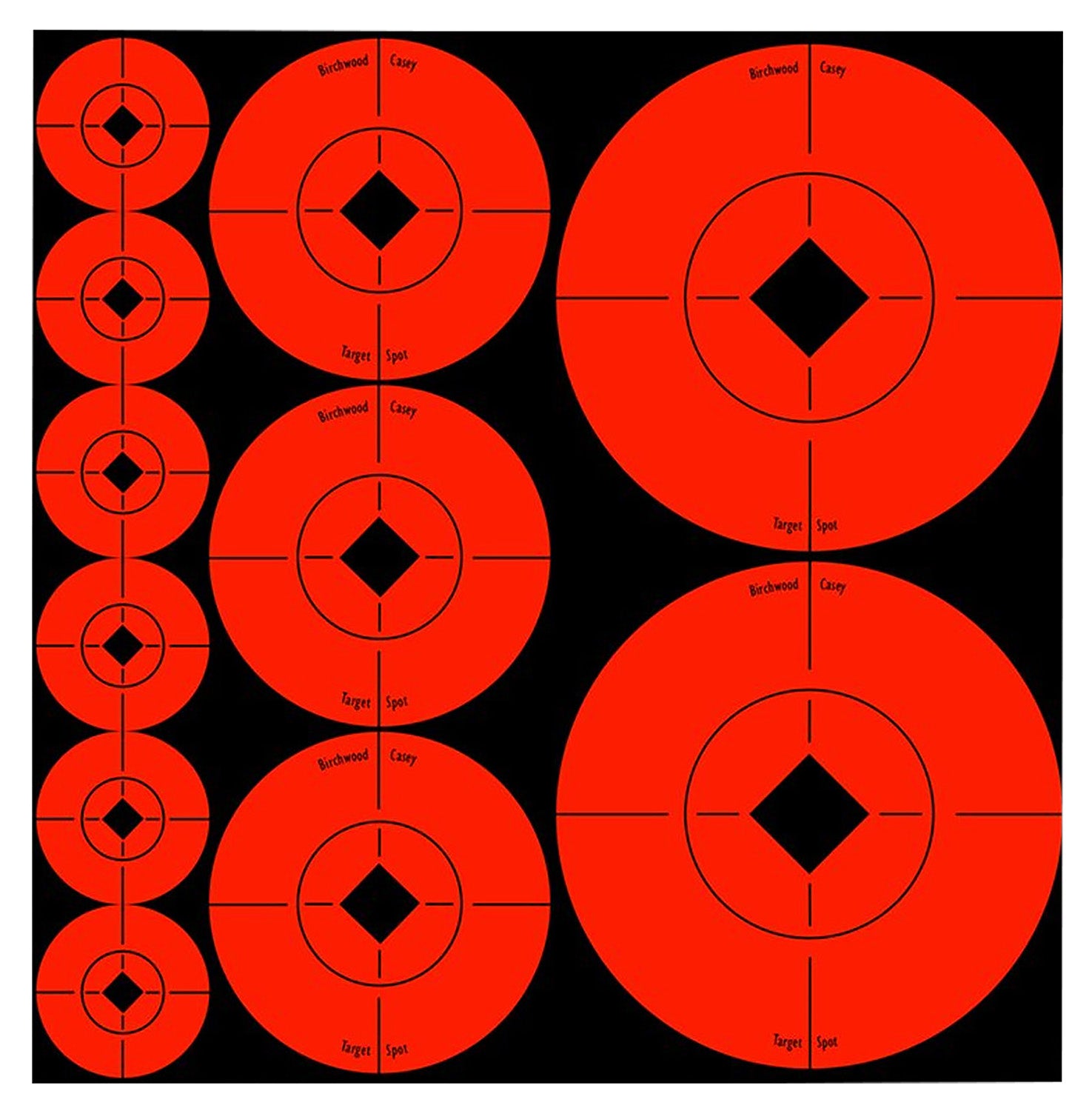 Birchwood Casey 33928 Orange Self-Adhesive Bullseye Target Spots Multi-Size 60-Pack