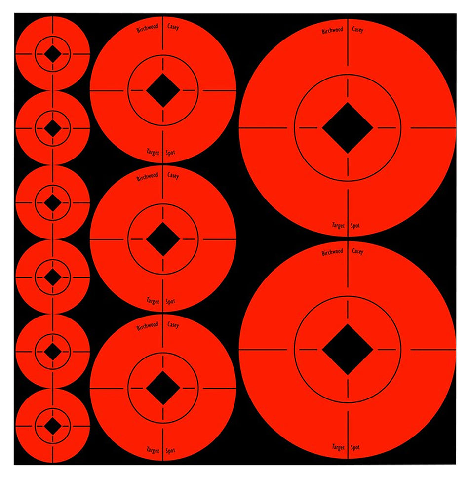 Birchwood Casey 33928 Orange Self-Adhesive Bullseye Target Spots Multi-Size 60-Pack