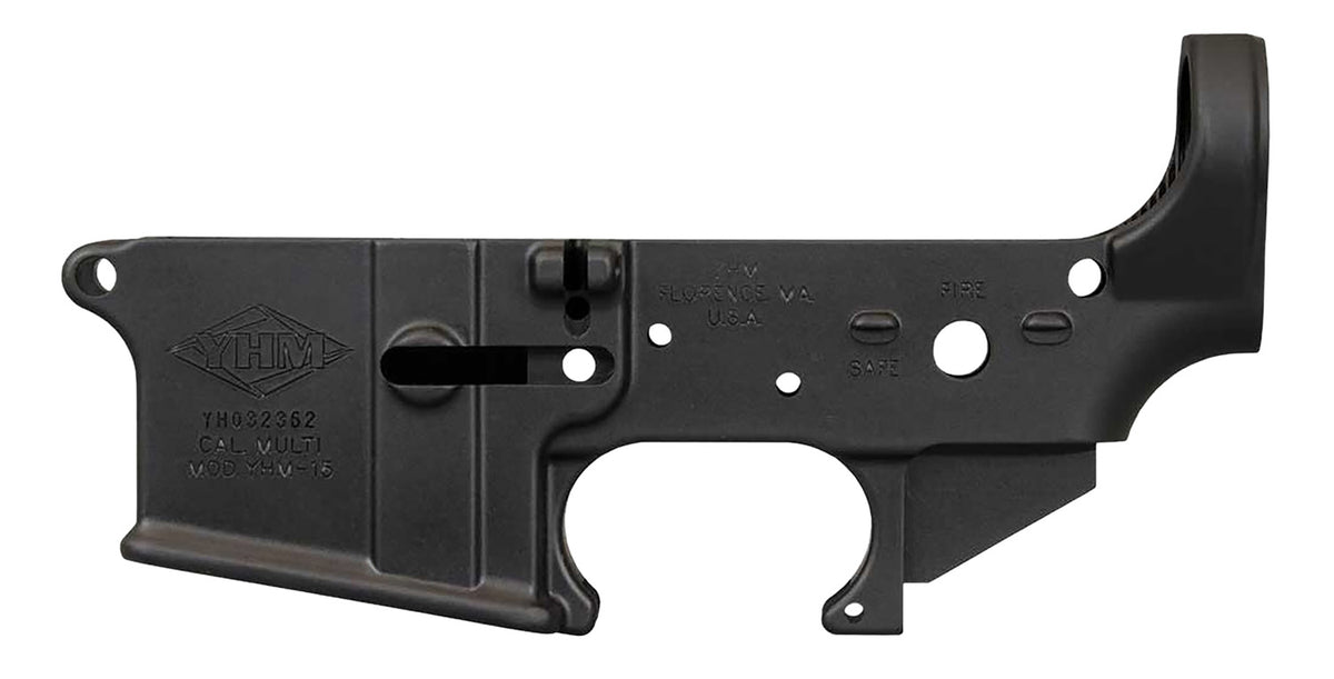 Yankee Hill 125 Stripped AR-15 Lower Receiver, 5.56x45mm NATO, 7075-T6 Black Anodized Aluminum