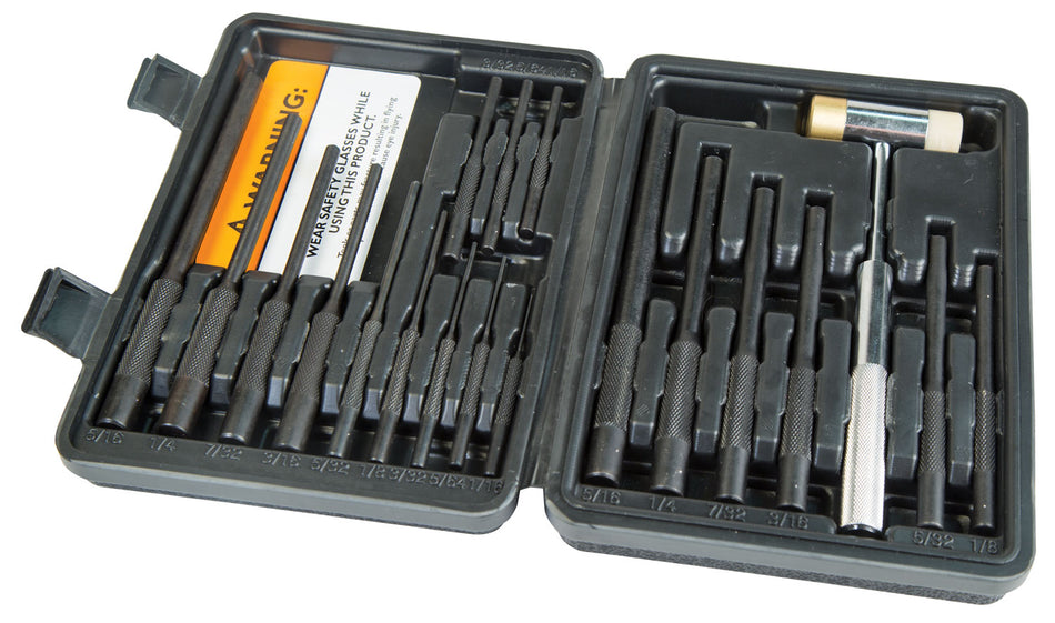 Wheeler 19-Piece Master Roll Pin Punch and Hammer Set