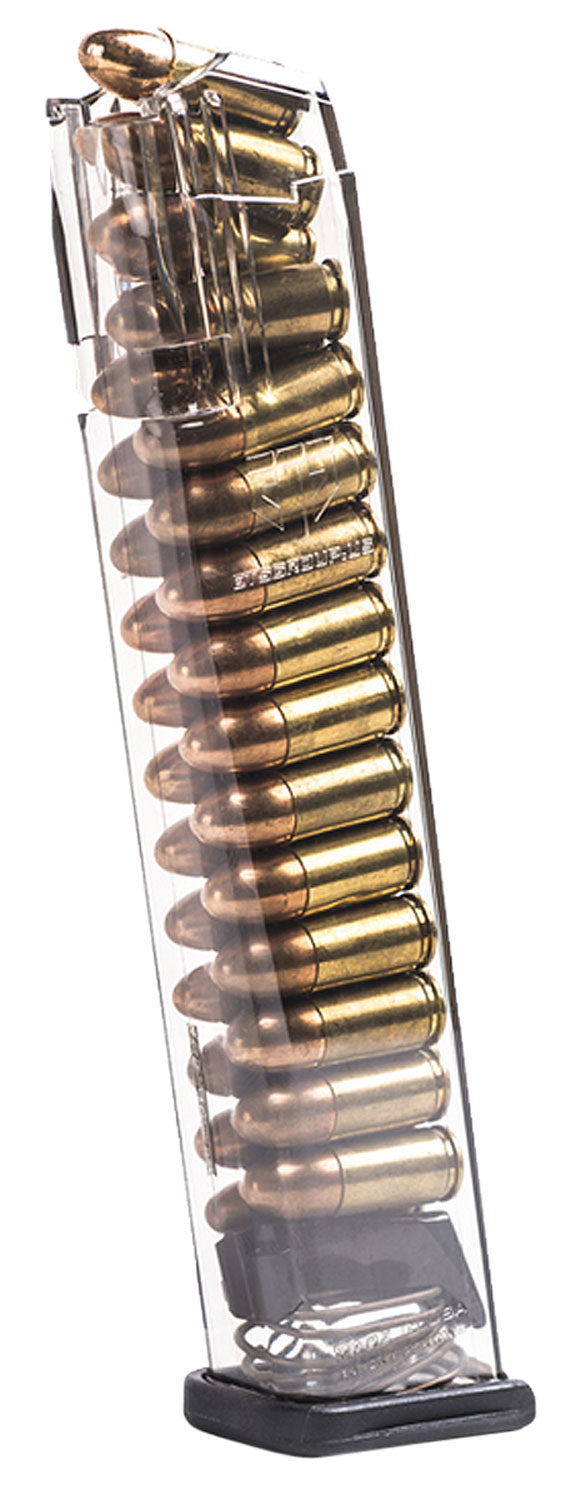 ETS GLK9170 27-Round 9mm Competition Legal Extended Glock 17/18/19/19X/26/34/45 Gen1-5 Translucent Mag