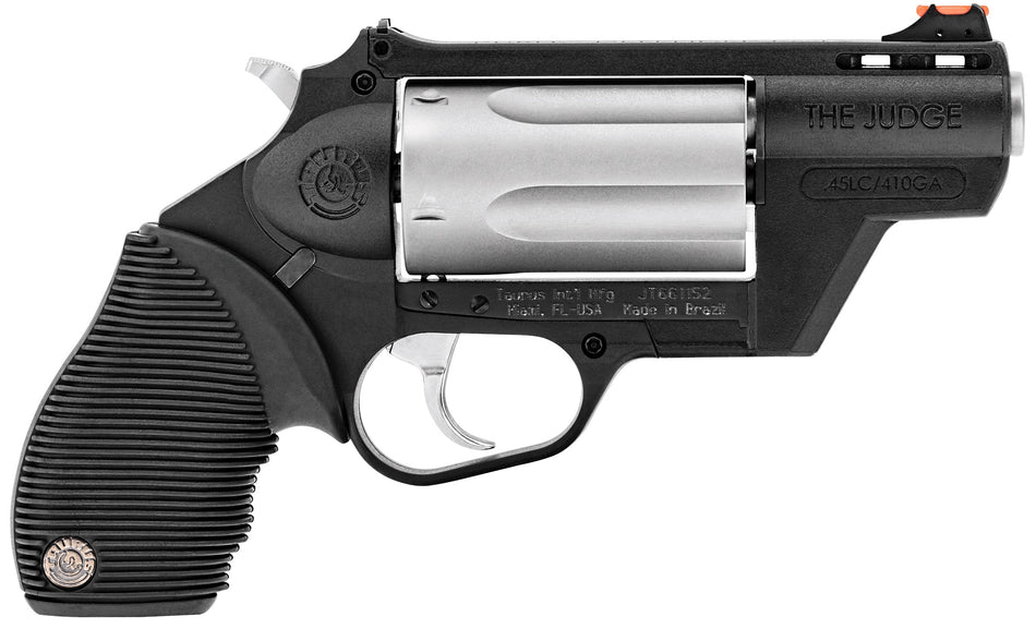 Taurus Judge Public Defender .45 Colt/.410 Gauge Revolver - 5-Shot, 2.5" Barrel, Black Polymer Frame, Matte Stainless Cylinder