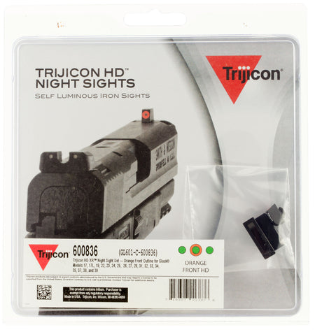 Trijicon 600836 Glock 17/17L/19/22 HD XR Night Sights – Green/Orange Front, Green Rear