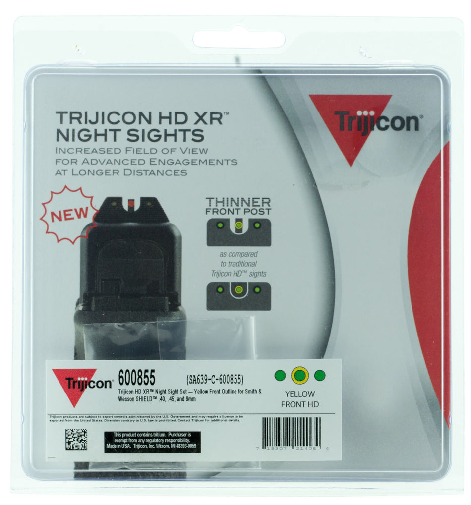 Trijicon HD XR Night Sights Tritium Yellow Front/Black Rear for Smith & Wesson M&P Shield and Shield Plus