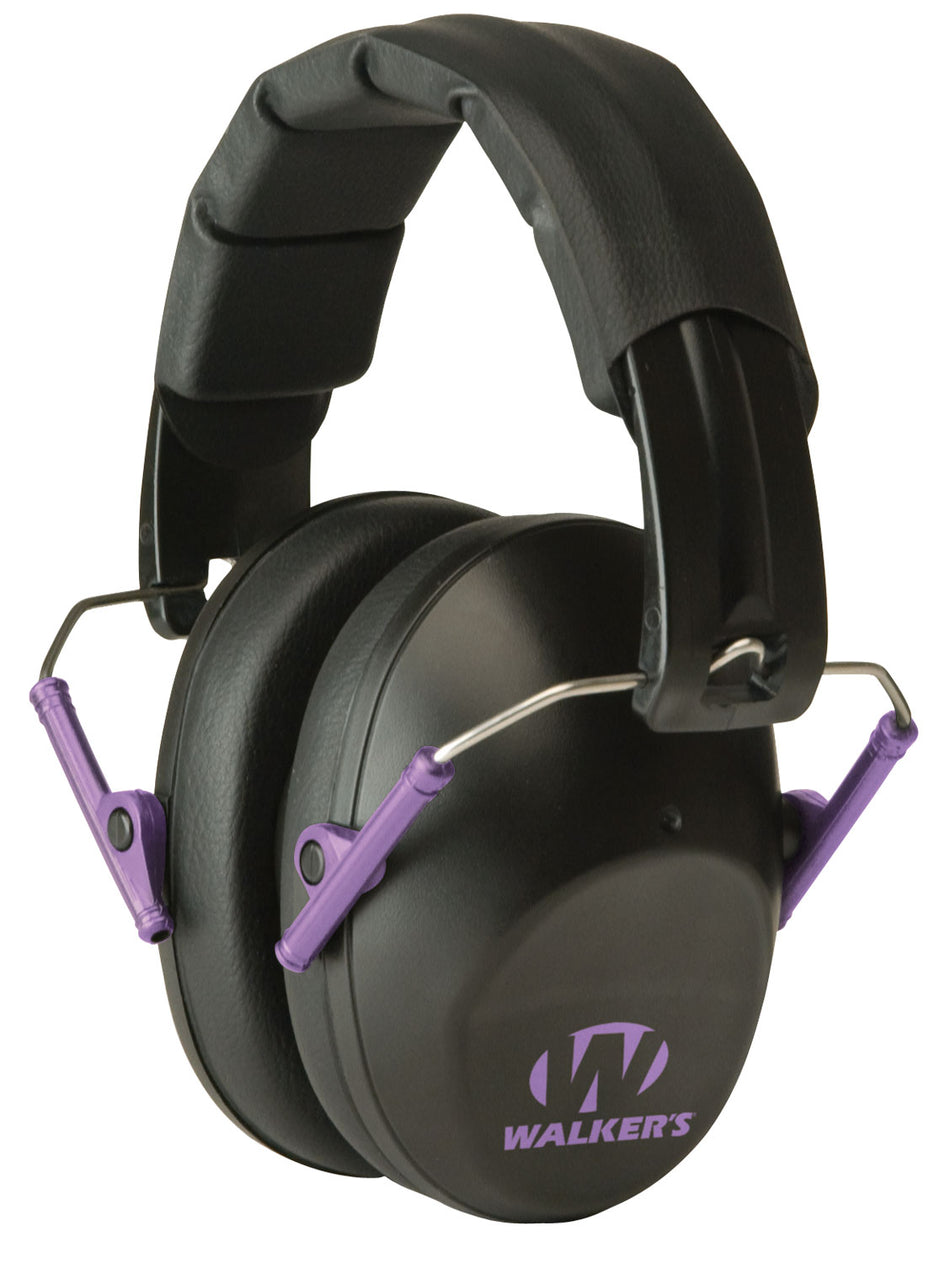 Walker's GWPFPM1BKPU Pro Low Profile Folding Hearing Muff 22 dB Black with Purple Accents