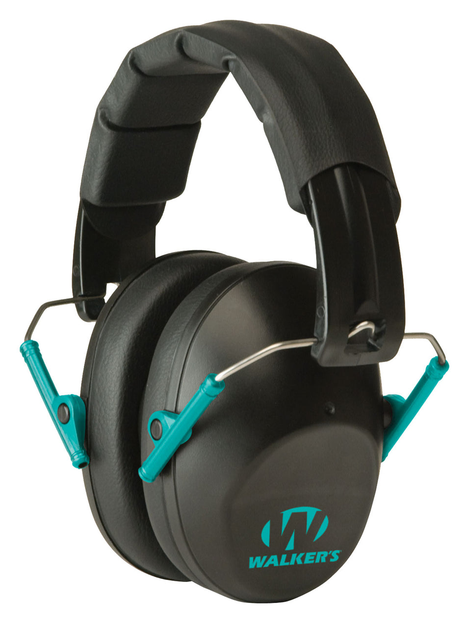 Walker's GWPFPM1BKTL Pro Low Profile Folding Hearing Muff 22 dB Black with Teal Accents