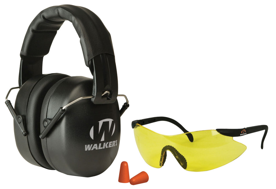 Walker's GWPFM3GFP EXT Range Muff Combo 31 dB Muff, Polycarbonate Sport Glasses, and Ear Plugs