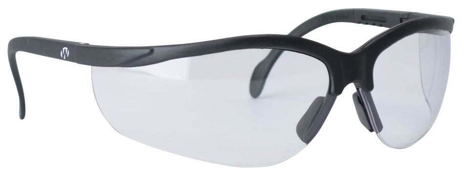 Walker's Sport Glasses, Clear Polycarbonate Lens, Black Frame (Adult)