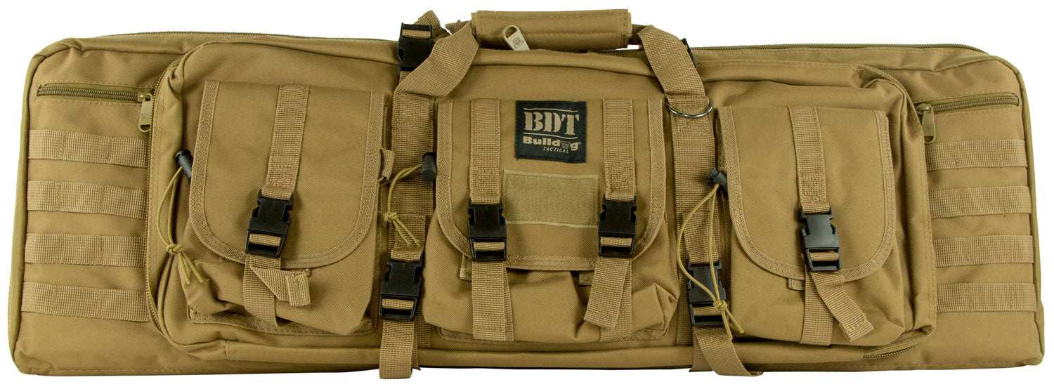 Bulldog BDT6037T BDT Tactical Double 37" Tan Nylon Rifle Case with Padded Backstraps and Padded Divider