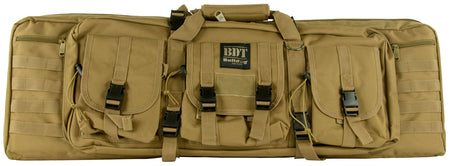 Bulldog BDT6037T BDT Tactical Double 37" Tan Nylon Rifle Case with Padded Backstraps and Padded Divider