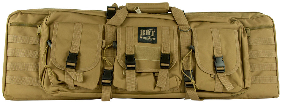 Bulldog BDT6037T BDT Tactical Double 37" Tan Nylon Rifle Case with Padded Backstraps and Padded Divider