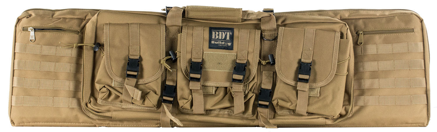 Bulldog BDT6043T BDT Tactical Double 43" Tan Nylon Rifle Case with Padded Backstraps and Padded Divider