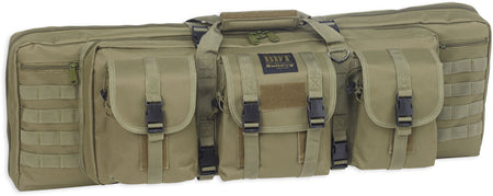 Bulldog BDT6043G BDT Tactical Double 43" Green Nylon Rifle Case with Padded Backstraps and Padded Divider