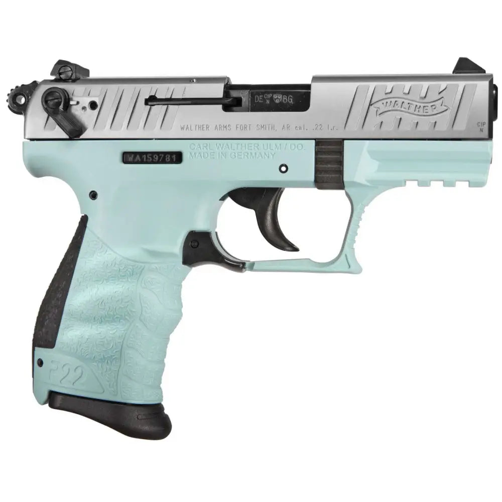 Walther P22Q .22 LR Pistol, Angel Blue Finish, 3.42" Barrel, Includes Two 10-Round Magazines