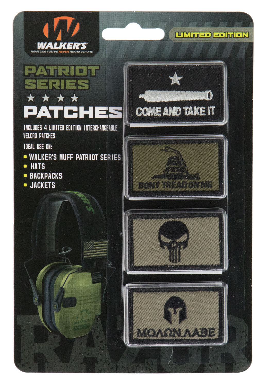 Walkers Patriot Muff Velcro Patch Kit Come & Take It Edition 4 Pairs GXPPATKIT