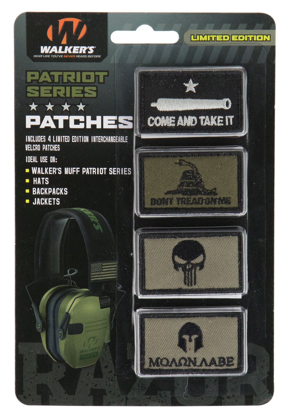 Walkers Patriot Muff Velcro Patch Kit Come & Take It Edition 4 Pairs GXPPATKIT