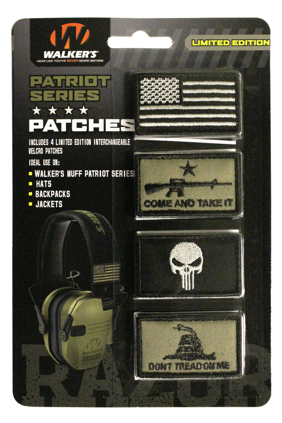 Walkers Patriot Muff Velcro Patch Kit American Flag Edition 4 Pairs GXPPATKIT2