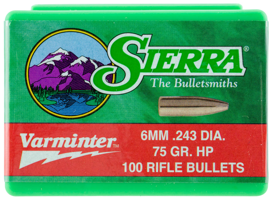 Sierra Varminter 6mm 75gr Hollow Point Component Bullets Box of 100