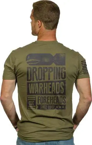 Nine Line Apparel Warheads on Foreheads T-Shirt Military Green Cotton - Large