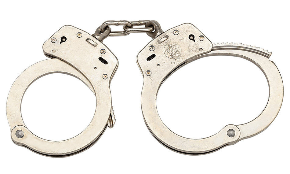S&W 350103 Model 100 Nickel Finish Double Lock Slot Lock Handcuffs