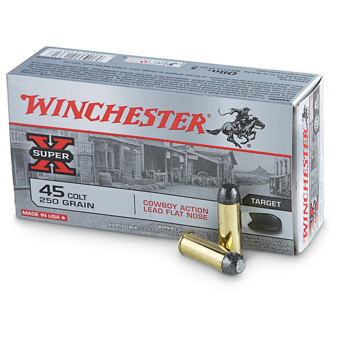 Winchester .45 Long Colt USA45CB USA Super X Cowboy Action Lead Flat Nose 250 Grain