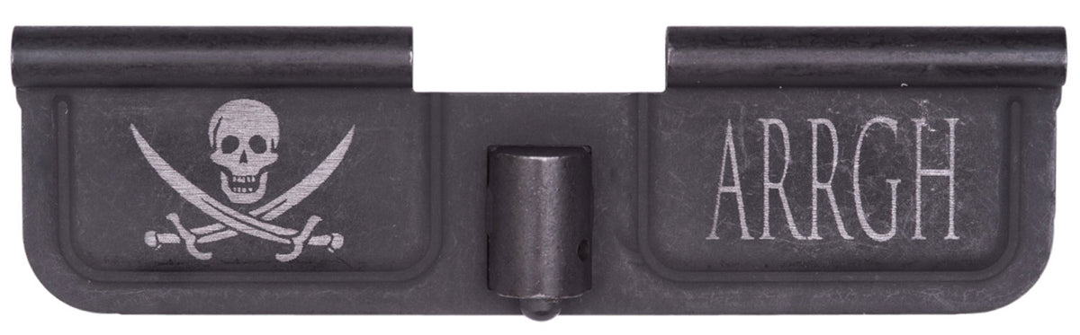 Spikes SED7003 Pirate Design Laser-Engraved AR-15 Ejection Port Door in Black Phosphate