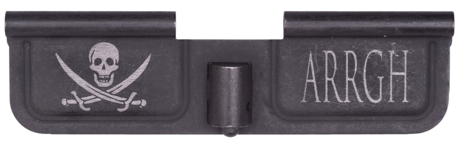 Spikes SED7003 Pirate Design Laser-Engraved AR-15 Ejection Port Door in Black Phosphate