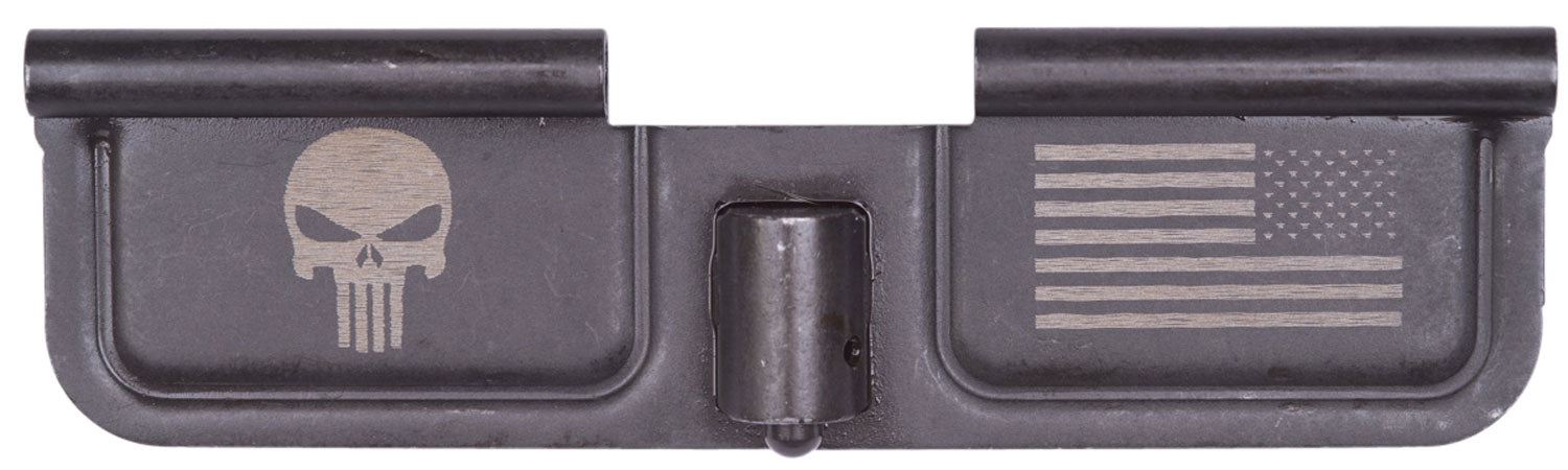 Spikes SED7005 Punisher and American Flag Laser-Engraved AR-15 Ejection Port Door in Black Phosphate
