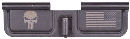 Spikes SED7005 Punisher and American Flag Laser-Engraved AR-15 Ejection Port Door in Black Phosphate