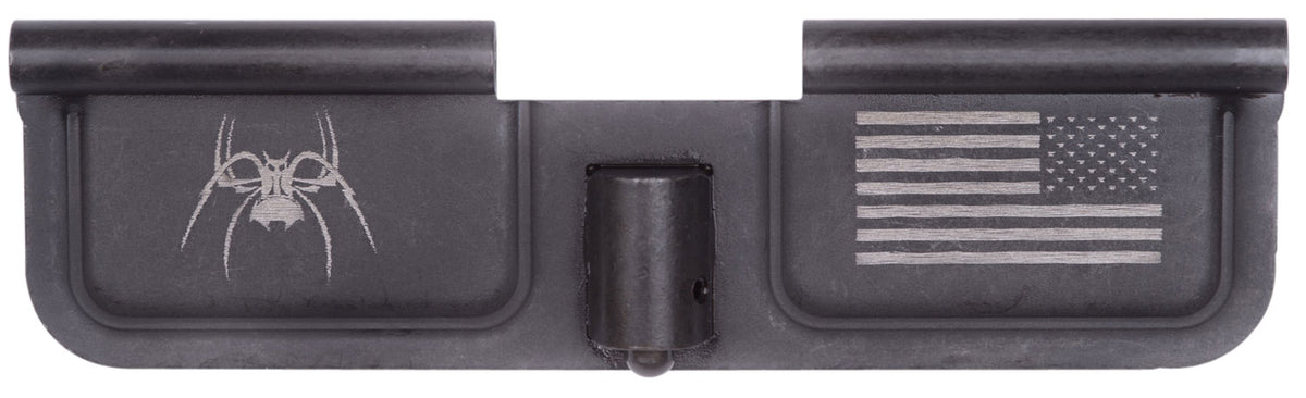 Spikes SED7010 Spider and Flag Laser-Engraved AR-15 Ejection Port Door in Black Phosphate