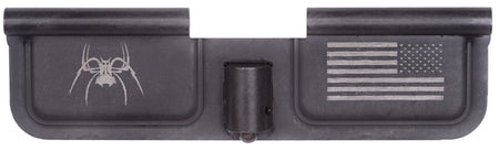 Spikes SED7010 Spider and Flag Laser-Engraved AR-15 Ejection Port Door in Black Phosphate