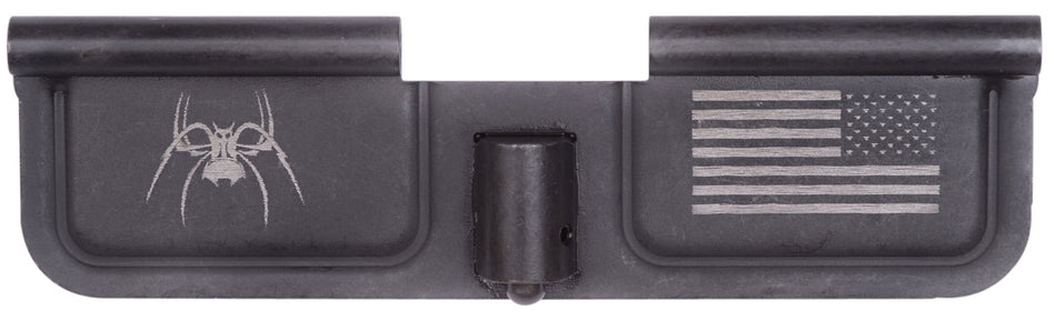 Spikes SED7010 Spider and Flag Laser-Engraved AR-15 Ejection Port Door in Black Phosphate