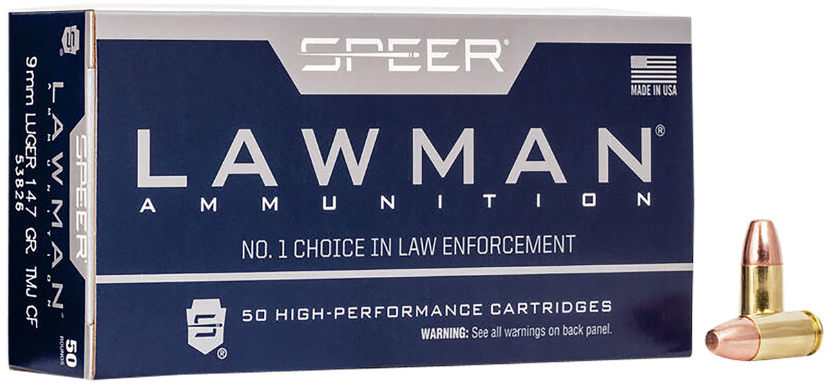 CCI 9mm Luger/Parabellum 53826 Lawman Training Clean-Fire Total Metal Jacket Flat Nose 147 Grain