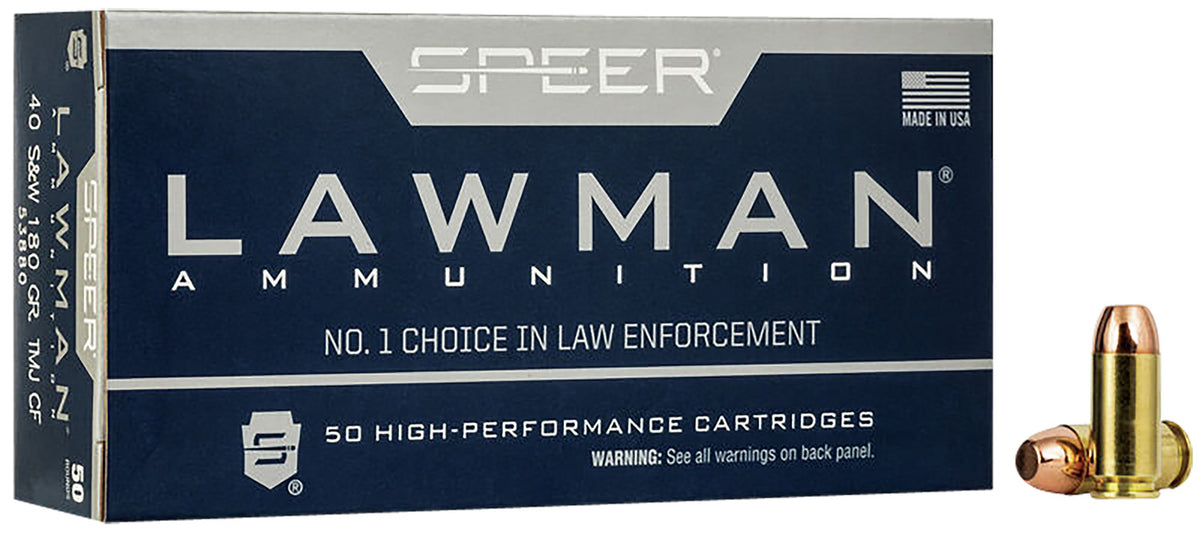 Speer .40 S&W 53880 Lawman Training Clean-Fire Total Metal Jacket Round Nose 180 Grain