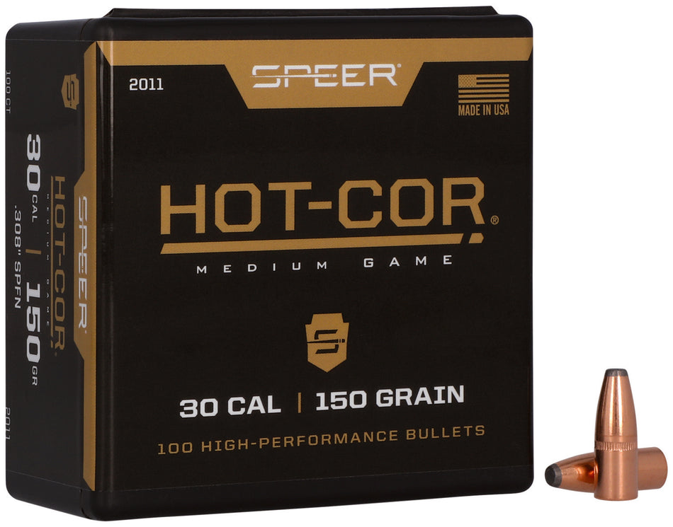 Speer 2011 Hot-Cor .30 Cal 150gr SPFN Rifle Reloading Bullets 100 Per Box